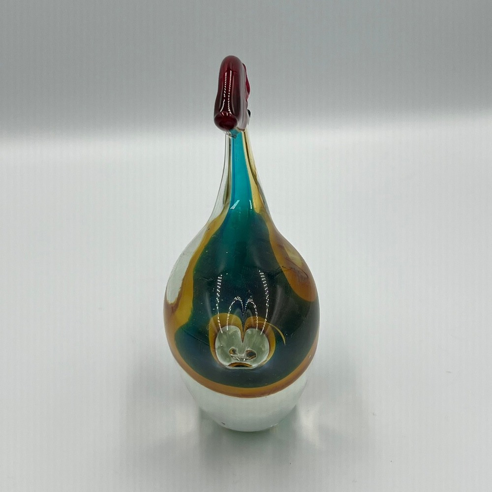 Art Glass Rooster Figurine OS Multicolor NWOT Murano Style Bird - Picture 3 of 5